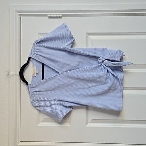 Striped Blue Wrap Top